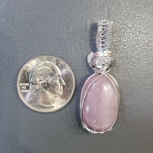 Elegant Silver and Pink Wire-Wrapped Pendant
